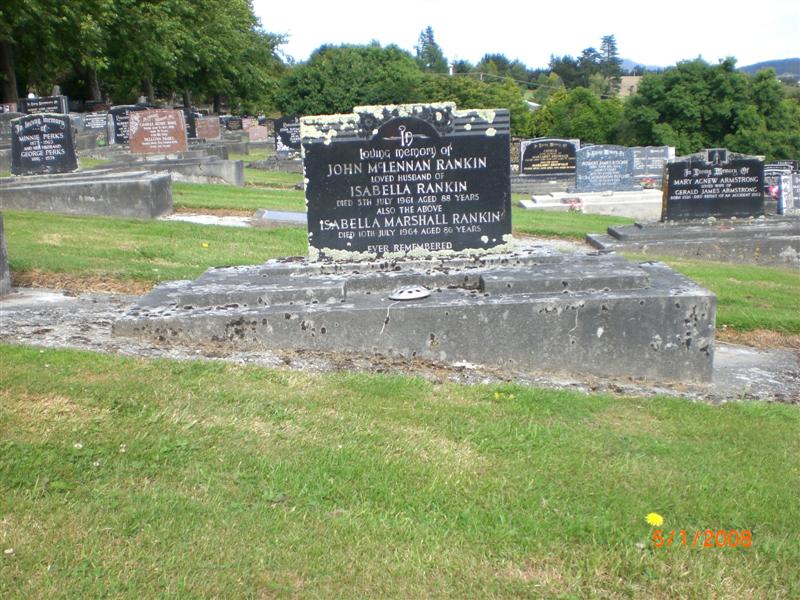 Photo of headstones/John McLennan Rankin d1961 hdstn Gore Cem Sthld
